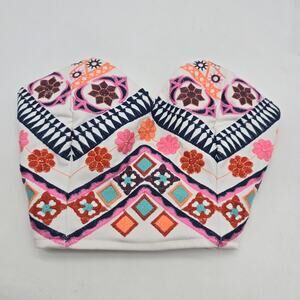 Molly Bracken Women's Embroidered Crop Top Boho Chic Vaca Multicolor Size Small